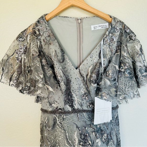 Mac Duggal Embroidered Sequined Gown Dress Size 4 Style 67908 - Picture 6 of 16